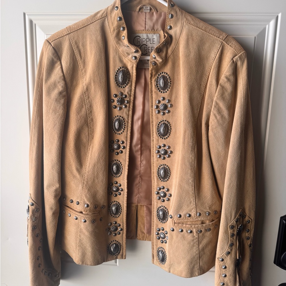 Ripple Reptile Tan Leather Jacket for Women